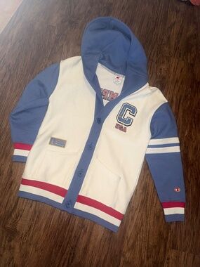 🔵 Champion USA Colorblock Hoodie (Button Front) Sweatshirt
